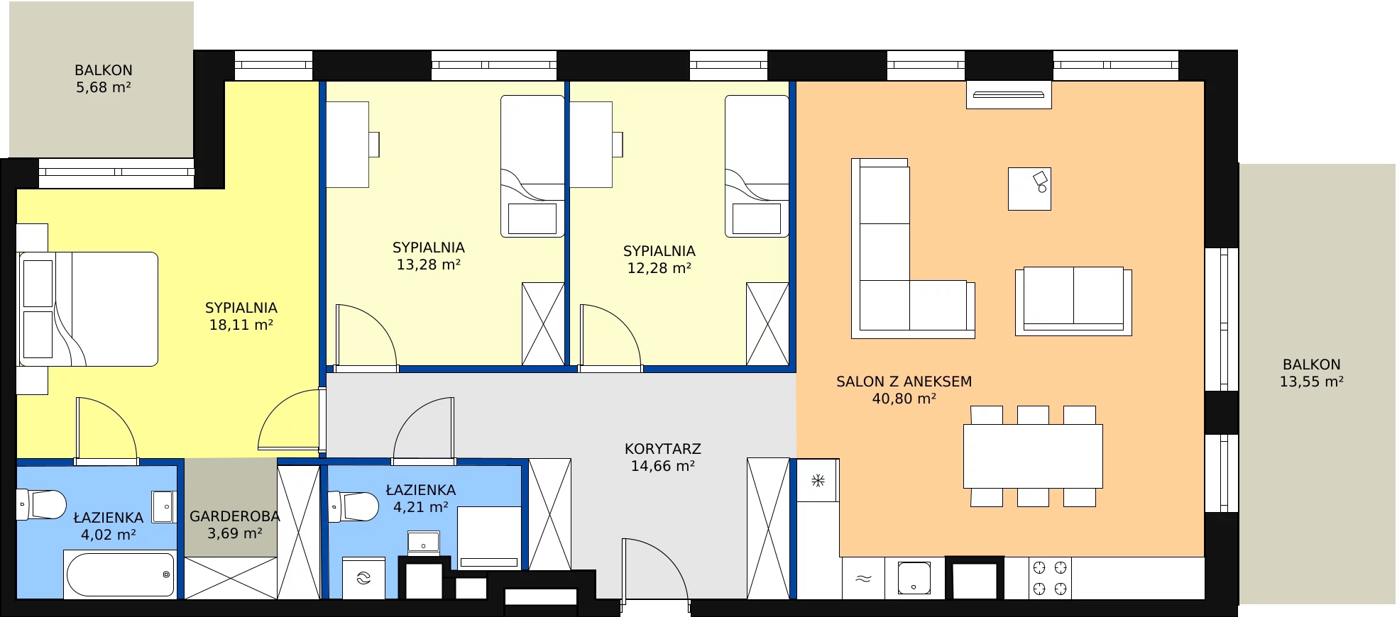 Zalety apartamentu 113.91 m², B.40