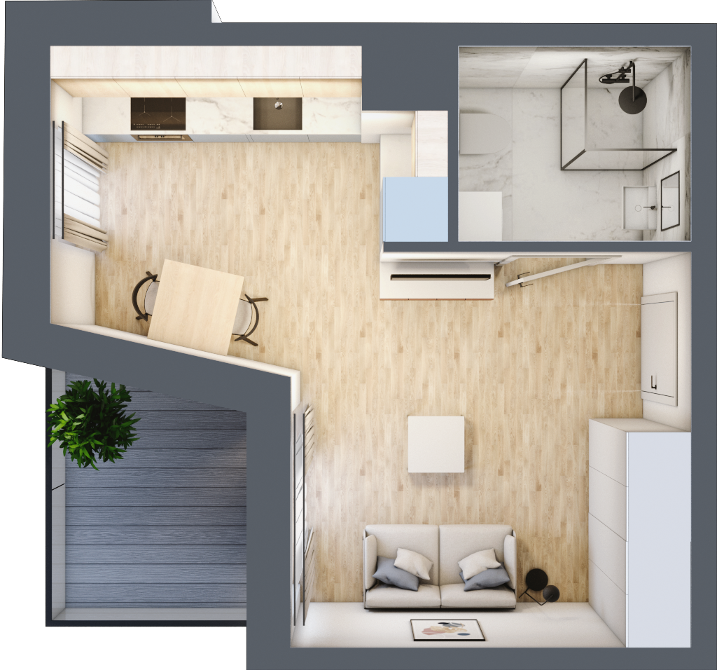 Mieszkanie 26,52 m², piętro 4, oferta nr B.44, Apartamenty Kapitanat, Gdańsk, Śródmieście, ul. Stępkarska / Wiosny Ludów