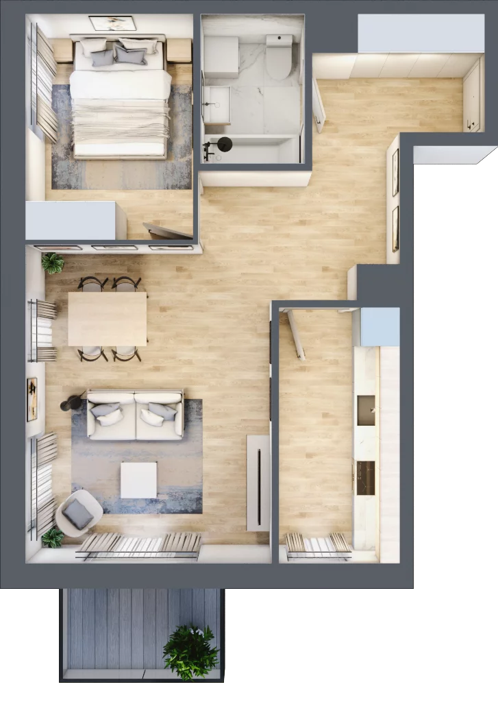 2 pokoje, apartament 50,64 m², piętro 1, oferta nr A.6, Urzecze II, Bydgoszcz, Śródmieście, ul. Królowej Jadwigi