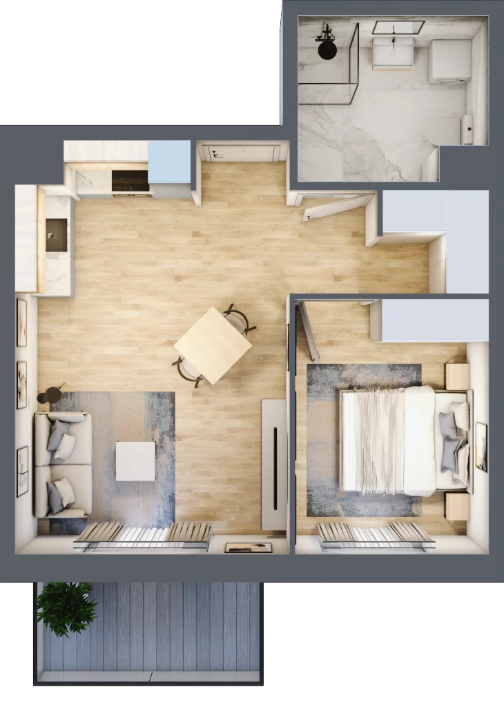 2 pokoje, apartament 42,69 m², parter, oferta nr A.1, Urzecze II, Bydgoszcz, Śródmieście, ul. Królowej Jadwigi