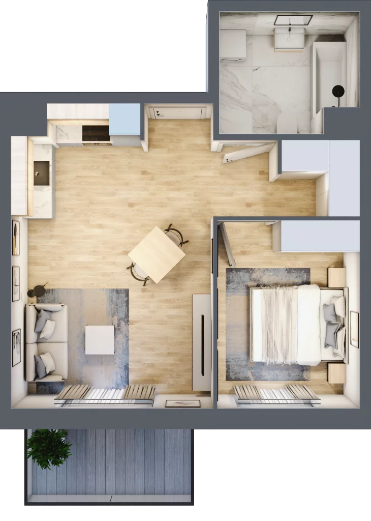 2 pokoje, mieszkanie 42,36 m², piętro 1, oferta nr A.3, Urzecze II, Bydgoszcz, Śródmieście, ul. Królowej Jadwigi