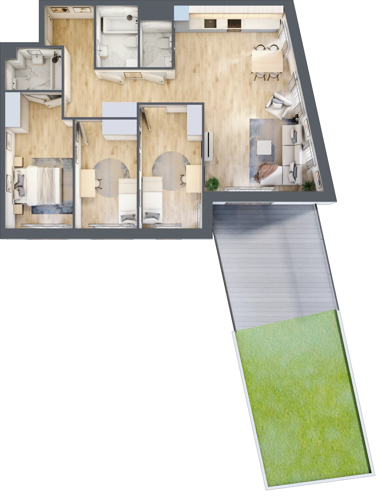 4 pokoje, mieszkanie 96,91 m², piętro 1, oferta nr A.15, Apartamenty Kapitanat bud. A, Gdańsk, Śródmieście, ul. Stępkarska / Wiosny Ludów