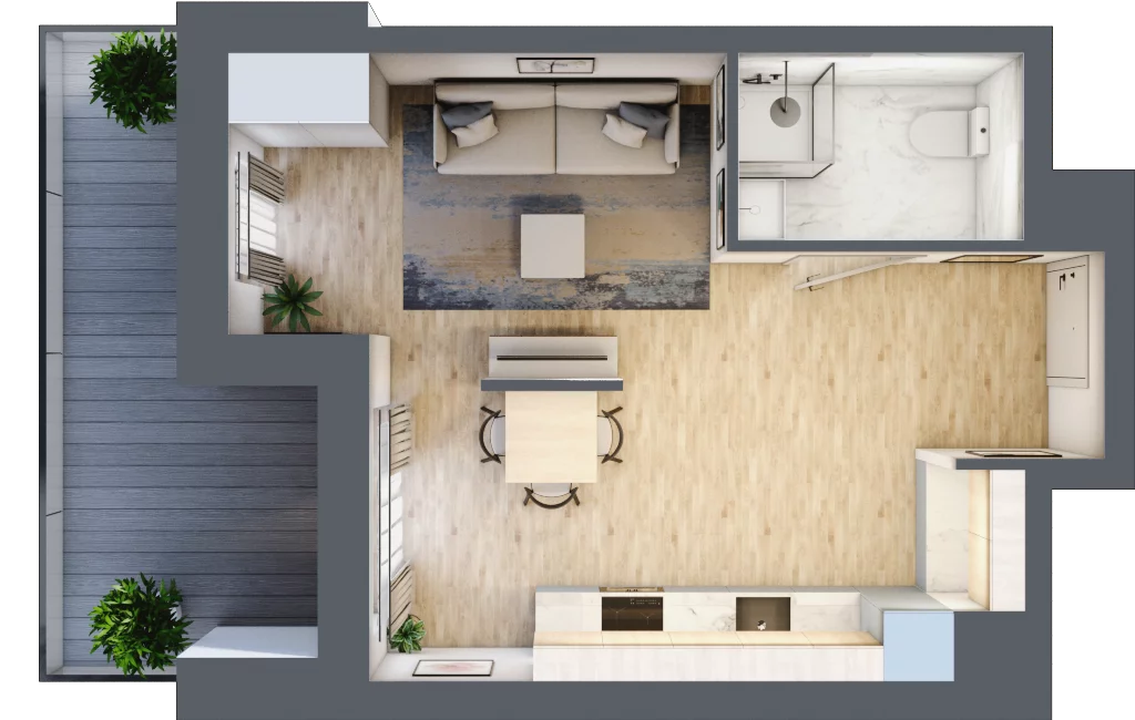 1 pokój, apartament 33,70 m², parter, oferta nr A.3, Apartamenty Kapitanat bud. A, Gdańsk, Śródmieście, ul. Stępkarska / Wiosny Ludów