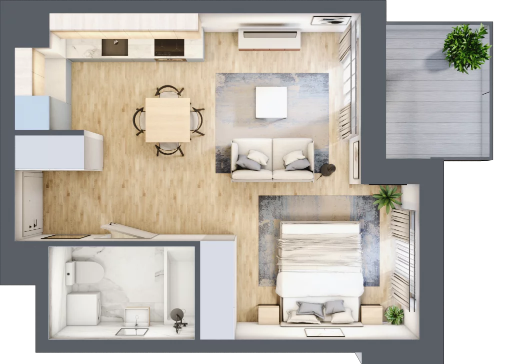 1 pokój, apartament 35,85 m², piętro 1, oferta nr A.6, Apartamenty Kapitanat bud. A, Gdańsk, Śródmieście, ul. Stępkarska / Wiosny Ludów