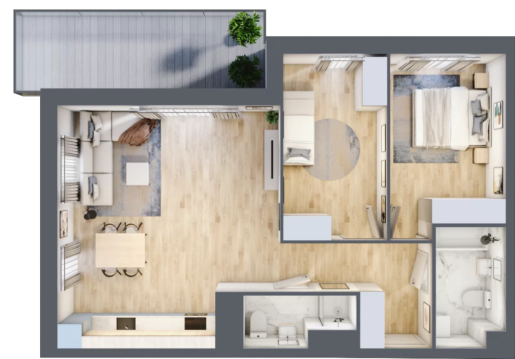 3 pokoje, mieszkanie 73,46 m², piętro 3, oferta nr A.36, Apartamenty Kapitanat bud. A, Gdańsk, Śródmieście, ul. Stępkarska / Wiosny Ludów