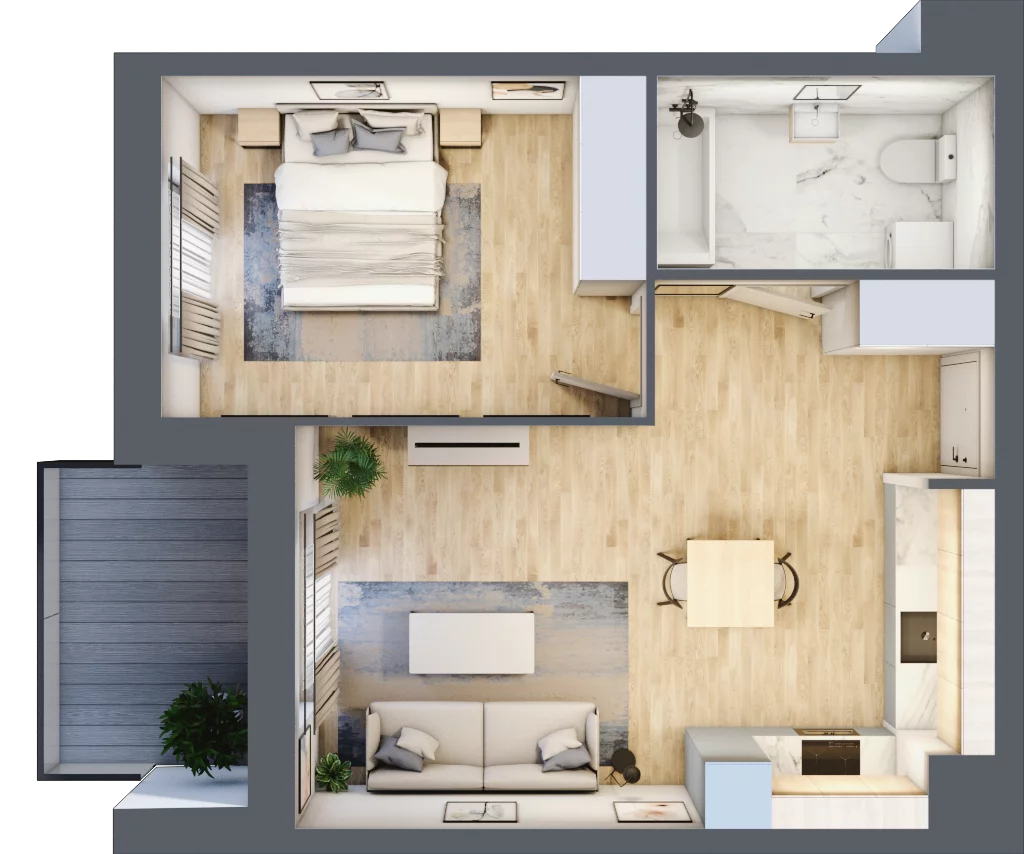 2 pokoje, mieszkanie 45,90 m², piętro 4, oferta nr A.41, Apartamenty Kapitanat bud. A, Gdańsk, Śródmieście, ul. Stępkarska / Wiosny Ludów
