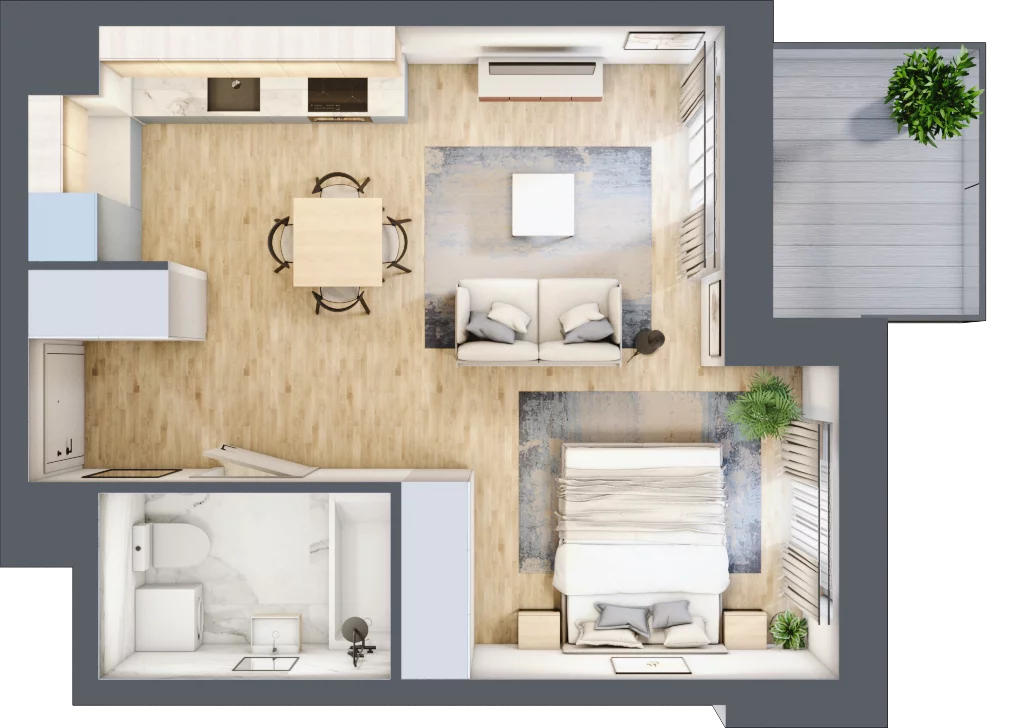 1 pokój, mieszkanie 36,31 m², piętro 2, oferta nr A.19, Apartamenty Kapitanat bud. A, Gdańsk, Śródmieście, ul. Stępkarska / Wiosny Ludów