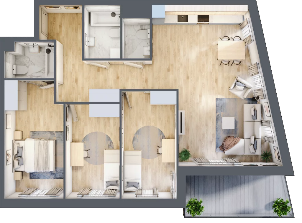 4 pokoje, apartament 97,49 m², piętro 2, oferta nr A.28, Apartamenty Kapitanat bud. A, Gdańsk, Śródmieście, ul. Stępkarska / Wiosny Ludów