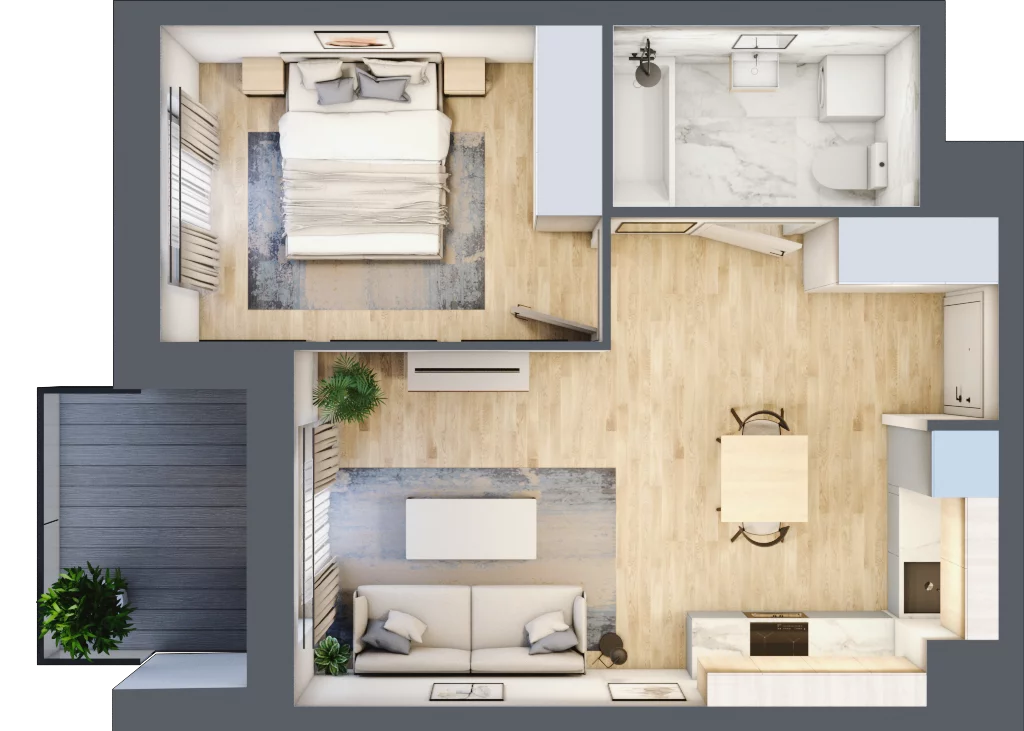 2 pokoje, mieszkanie 40,52 m², piętro 1, oferta nr A.10, Apartamenty Kapitanat bud. A, Gdańsk, Śródmieście, ul. Stępkarska / Wiosny Ludów