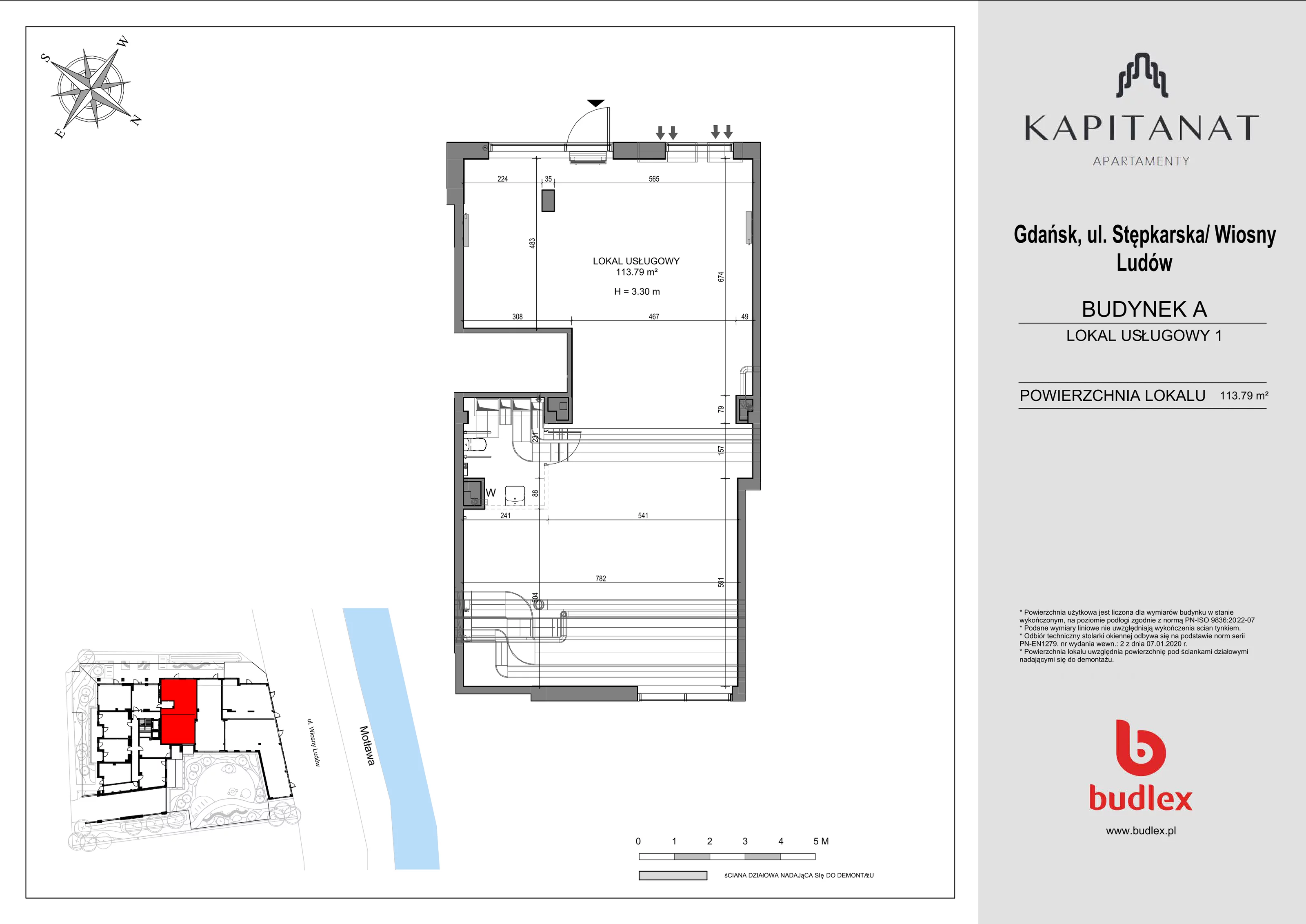 Lokal użytkowy 113,79 m², oferta nr A1, Kapitanat - lokale użytkowe, Gdańsk, Śródmieście, ul. Stępkarska / Wiosny Ludów
