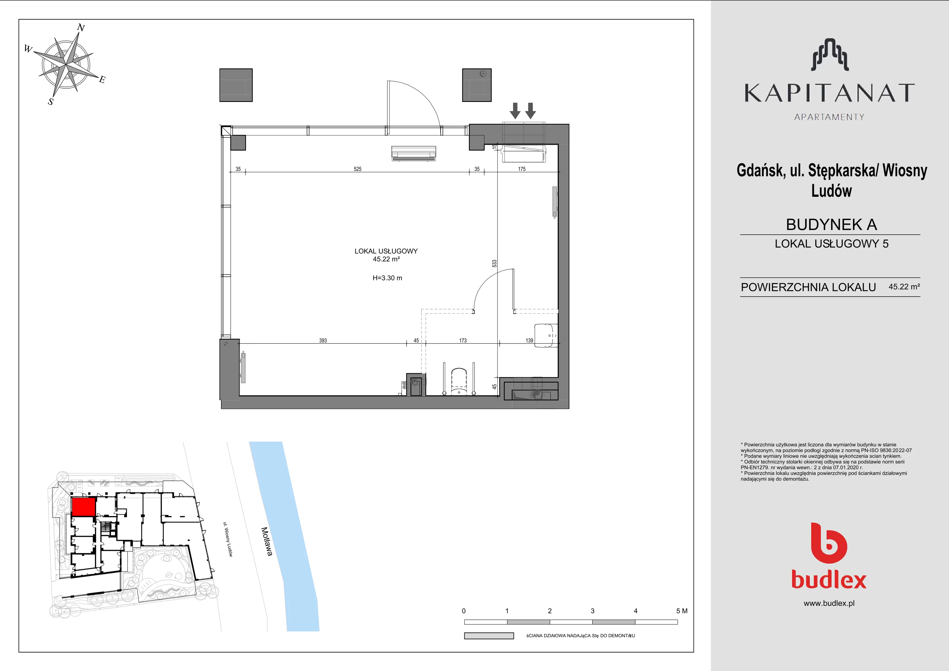 Lokal użytkowy 45,22 m², oferta nr A5, Kapitanat - lokale użytkowe, Gdańsk, Śródmieście, ul. Stępkarska / Wiosny Ludów