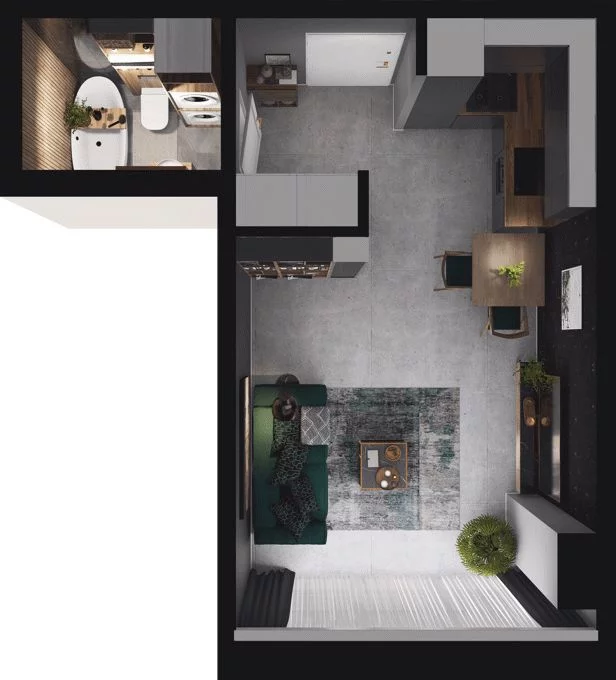 1 pokój, mieszkanie 28,12 m², piętro 2, oferta nr CP/R7/26, Centralpark, Gdańsk, Piecki-Migowo, Morena, ul. Franciszka Rakoczego