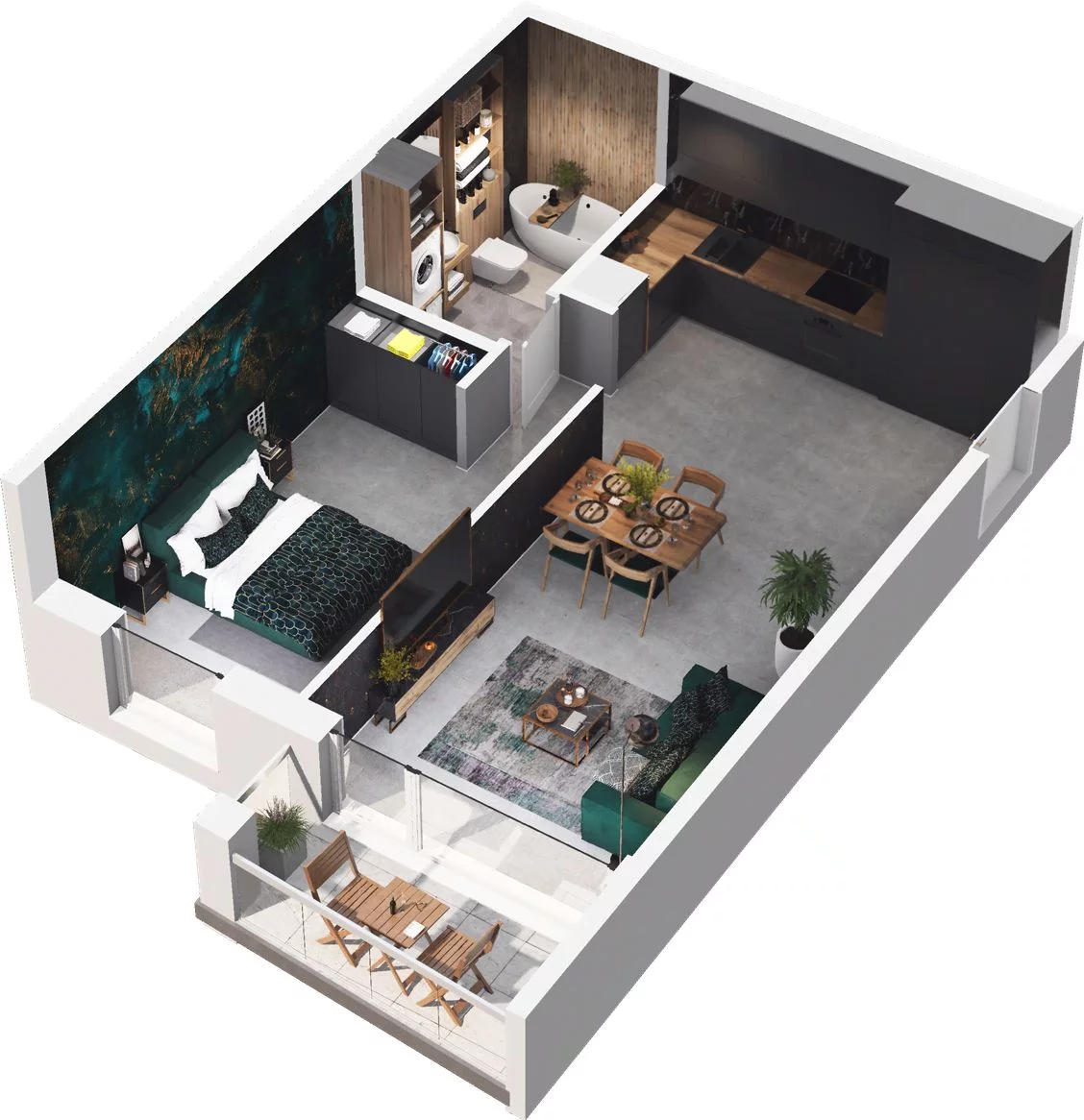 1 pokój, mieszkanie 50,39 m², piętro 12, oferta nr CP/R7/129, Centralpark, Gdańsk, Piecki-Migowo, Morena, ul. Franciszka Rakoczego