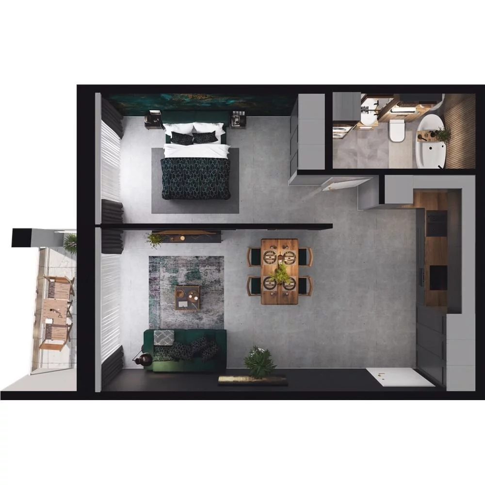 1 pokój, mieszkanie 50,39 m², piętro 12, oferta nr CP/R7/129, Centralpark, Gdańsk, Piecki-Migowo, Morena, ul. Franciszka Rakoczego