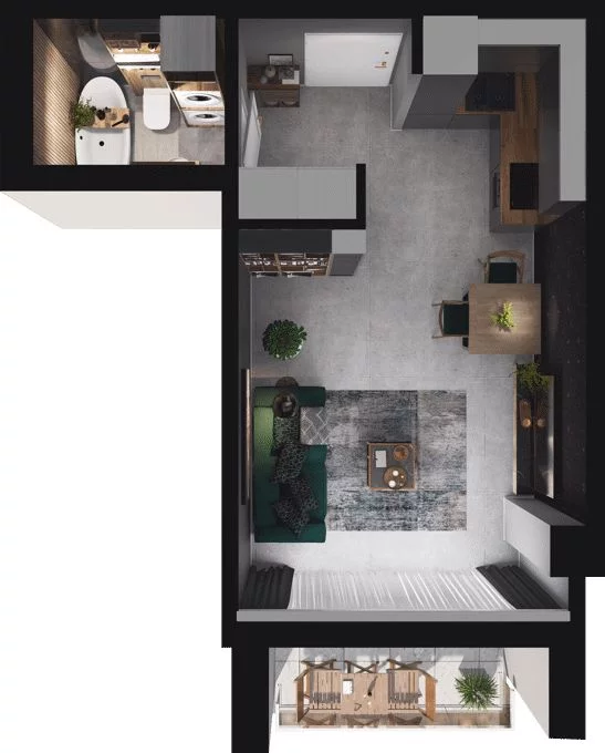 1 pokój, mieszkanie 28,55 m², piętro 15, oferta nr CP/R7/156, Centralpark, Gdańsk, Piecki-Migowo, Morena, ul. Franciszka Rakoczego