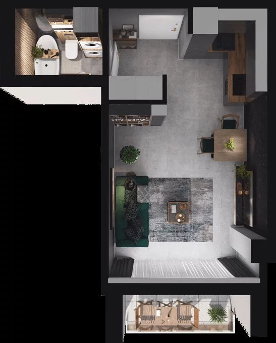 1 pokój, mieszkanie 28,55 m², piętro 13, oferta nr CP/R7/136, Centralpark, Gdańsk, Piecki-Migowo, Morena, ul. Franciszka Rakoczego
