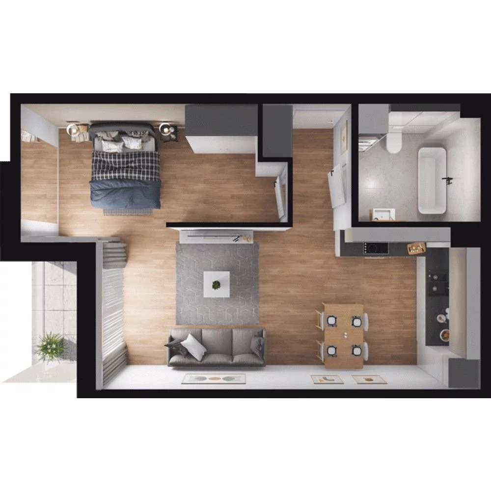 1 pokój, mieszkanie 47,42 m², piętro 1, oferta nr WO/T/13/24, Wiszące Ogrody, Gdańsk, Jasień, Kiełpinek, ul. Przytulna