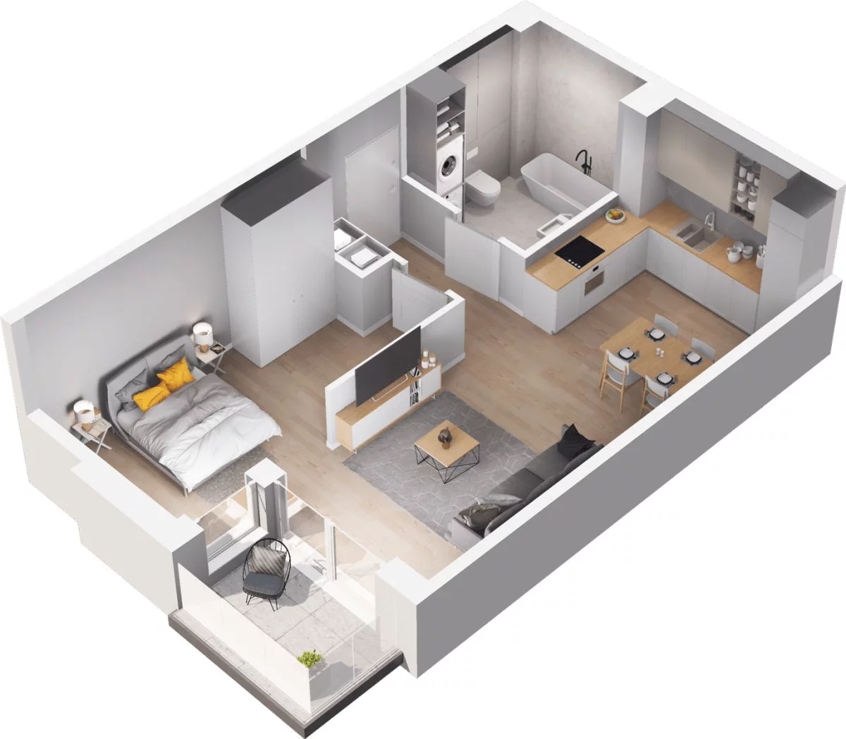 1 pokój, mieszkanie 47,41 m², piętro 4, oferta nr WO/T/13/57, Wiszące Ogrody, Gdańsk, Jasień, Kiełpinek, ul. Przytulna