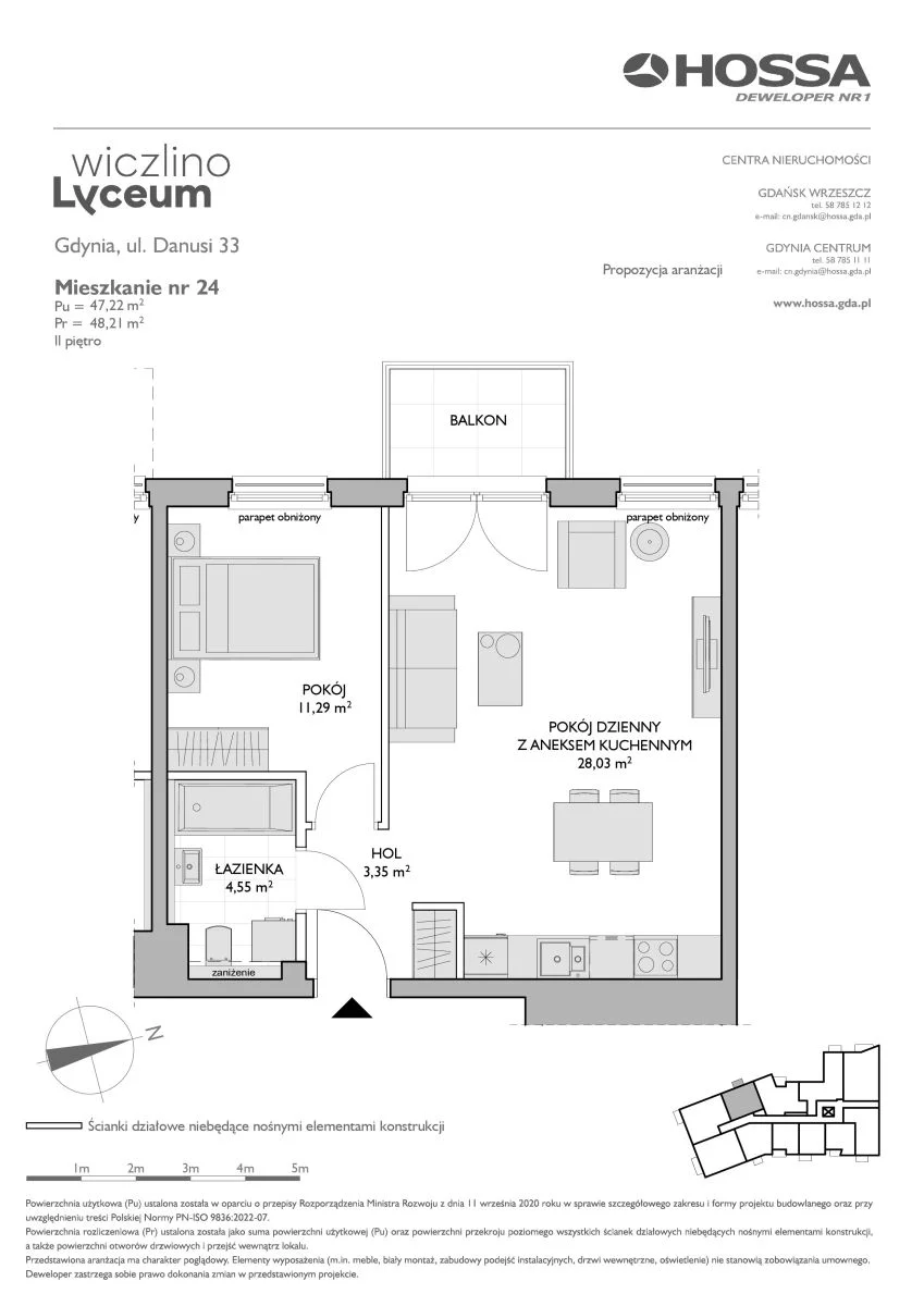 2 pokoje, mieszkanie 48,21 m², piętro 2, oferta nr WL/D33/24, Wiczlino Lyceum, Gdynia, Chwarzno-Wiczlino, Wiczlino, ul. Danusi 31