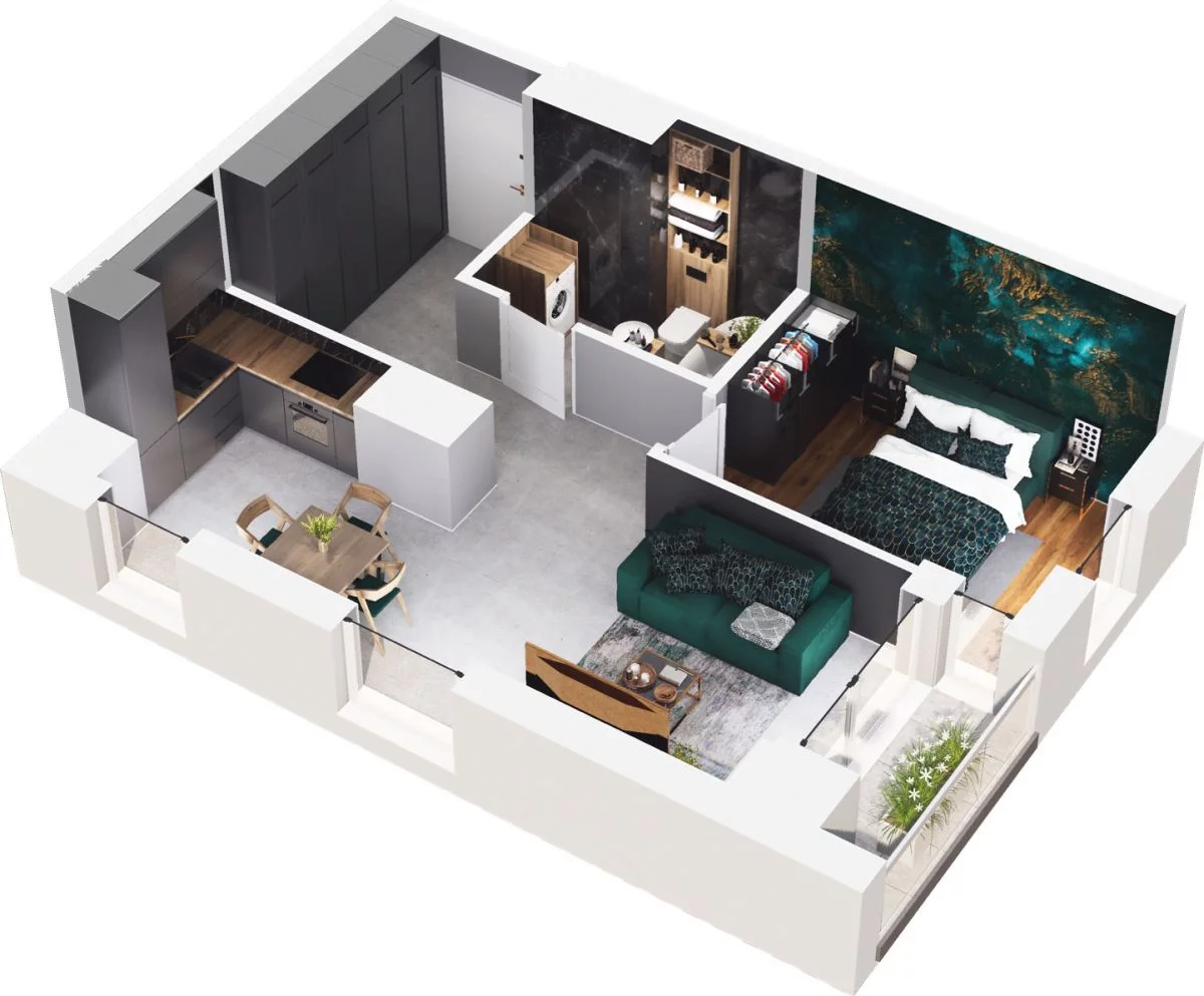 2 pokoje, mieszkanie 45,59 m², piętro 3, oferta nr CP/R7/38, Centralpark, Gdańsk, Piecki-Migowo, Morena, ul. Franciszka Rakoczego