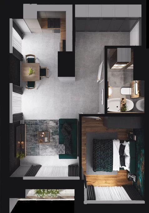 2 pokoje, mieszkanie 45,59 m², piętro 4, oferta nr CP/R7/48, Centralpark, Gdańsk, Piecki-Migowo, Morena, ul. Franciszka Rakoczego