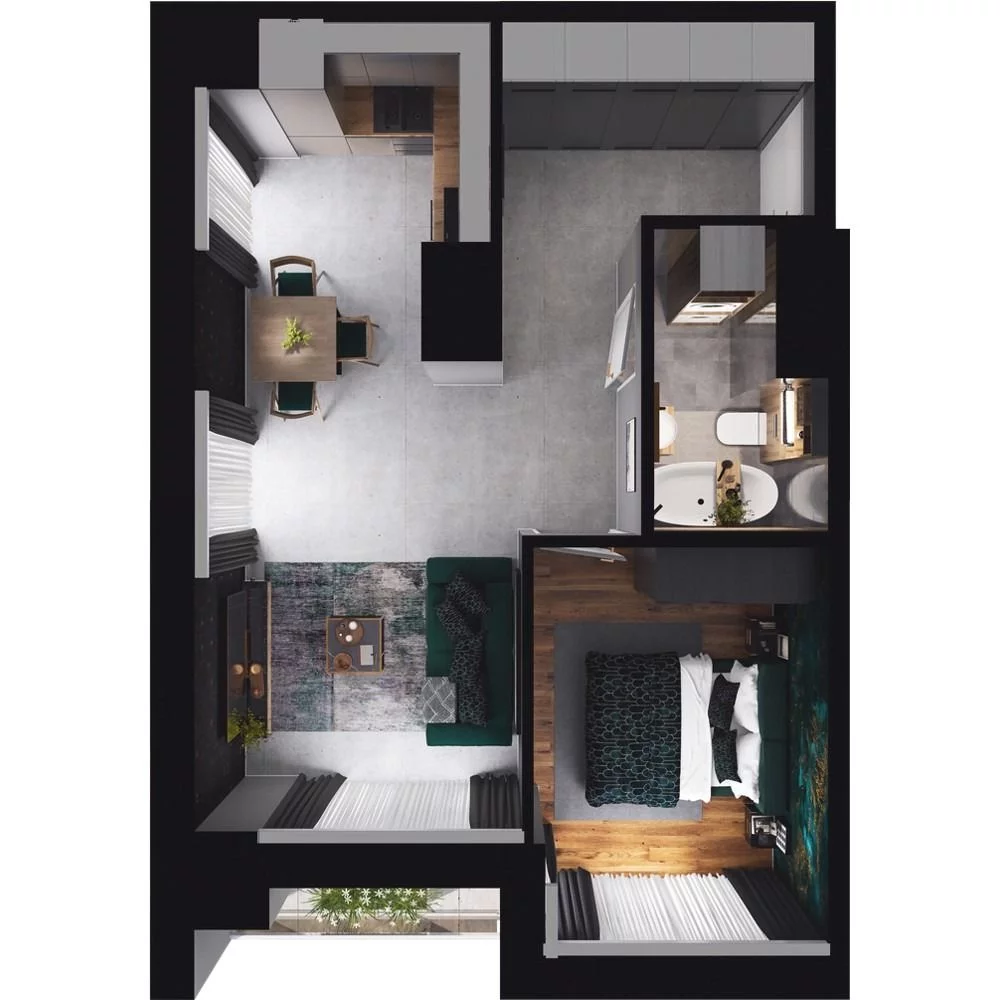 2 pokoje, mieszkanie 45,59 m², piętro 4, oferta nr CP/R7/48, Centralpark, Gdańsk, Piecki-Migowo, Morena, ul. Franciszka Rakoczego