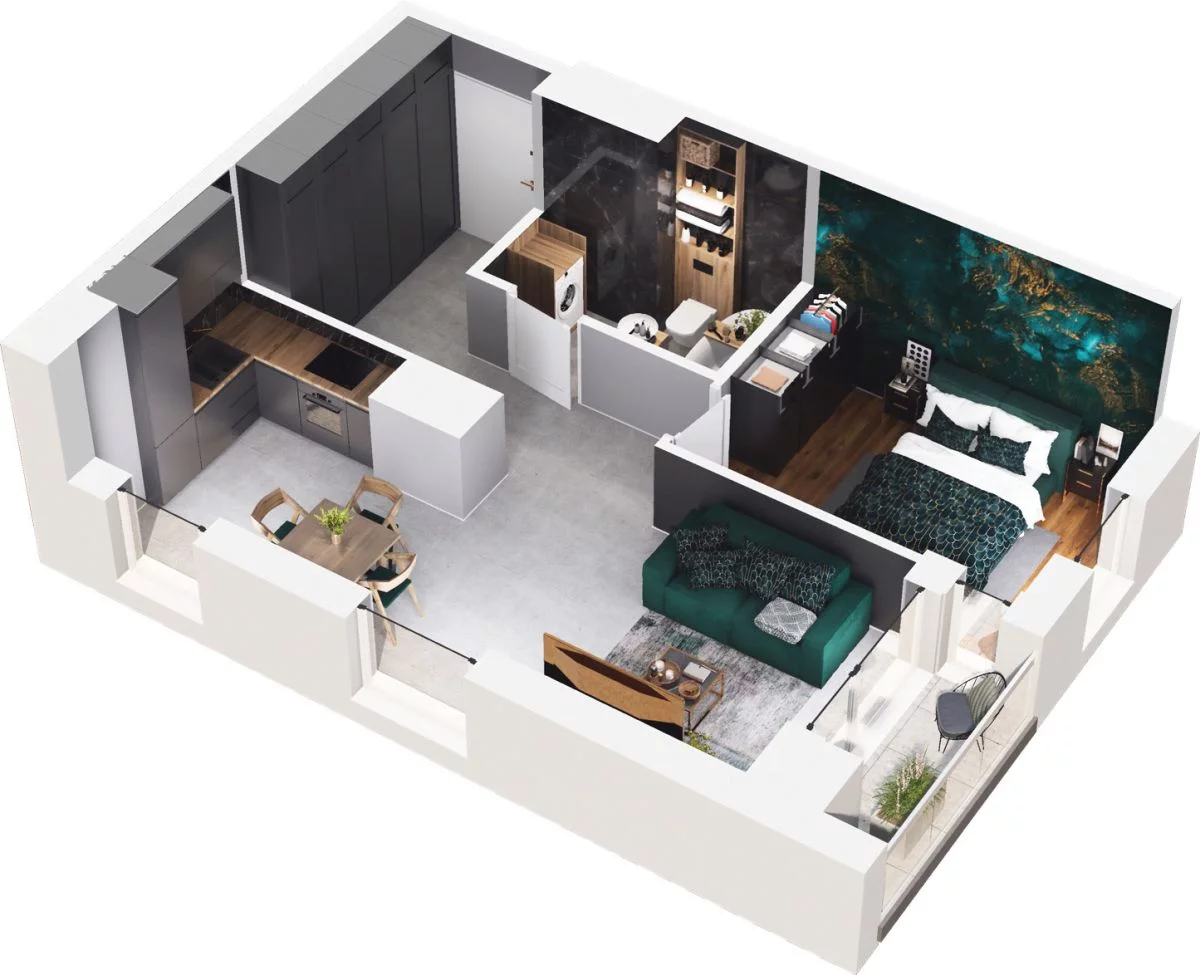 2 pokoje, mieszkanie 45,82 m², piętro 5, oferta nr CP/R7/58, Centralpark, Gdańsk, Piecki-Migowo, Morena, ul. Franciszka Rakoczego