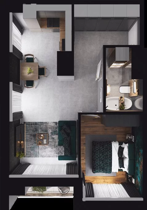 2 pokoje, mieszkanie 45,82 m², piętro 5, oferta nr CP/R7/58, Centralpark, Gdańsk, Piecki-Migowo, Morena, ul. Franciszka Rakoczego