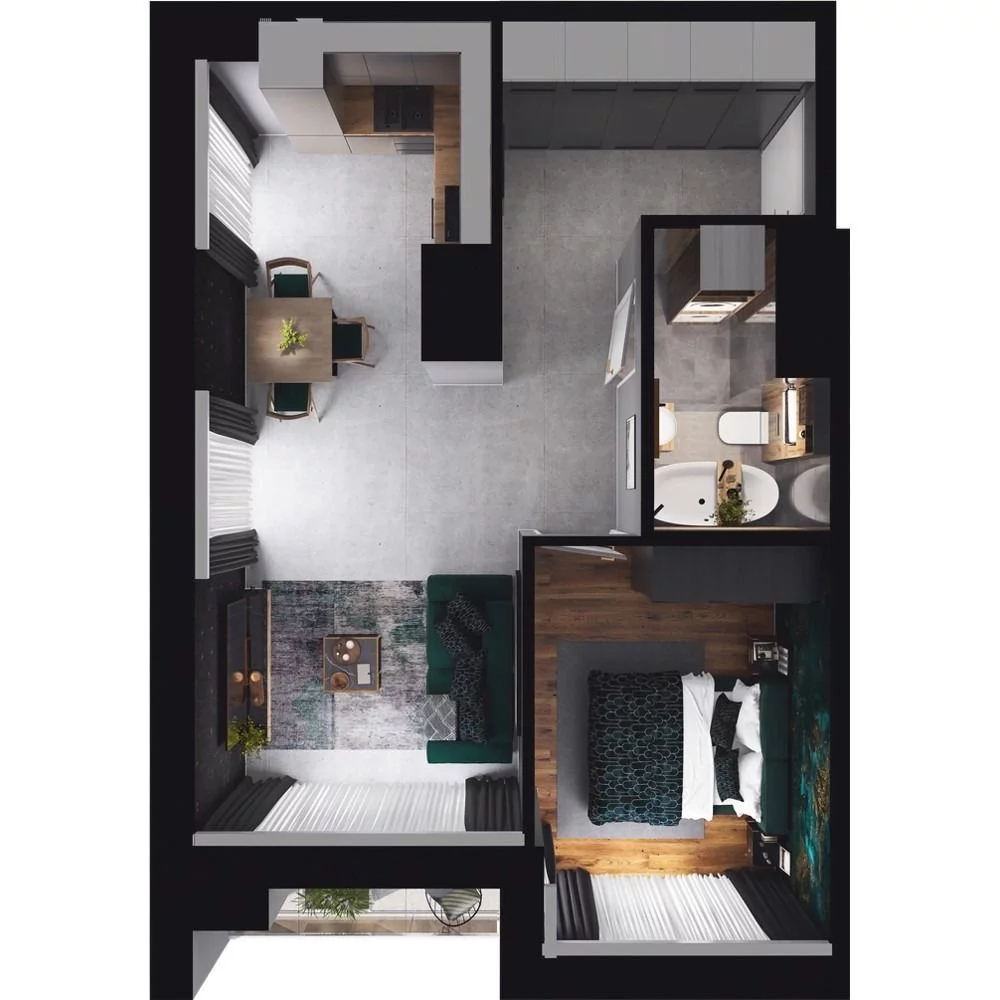 2 pokoje, mieszkanie 45,82 m², piętro 5, oferta nr CP/R7/58, Centralpark, Gdańsk, Piecki-Migowo, Morena, ul. Franciszka Rakoczego