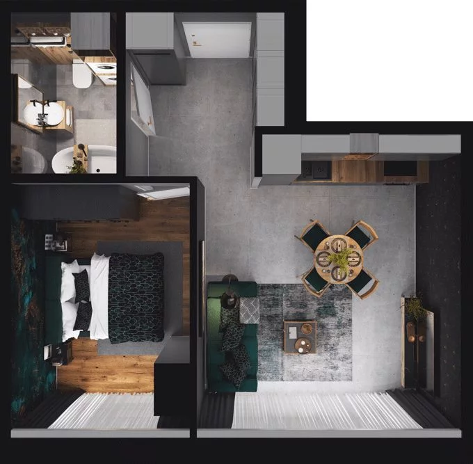 2 pokoje, mieszkanie 39,65 m², piętro 2, oferta nr CP/R7/27, Centralpark, Gdańsk, Piecki-Migowo, Morena, ul. Franciszka Rakoczego
