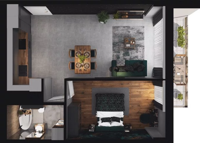 2 pokoje, mieszkanie 51,64 m², piętro 3, oferta nr CP/R7/34, Centralpark, Gdańsk, Piecki-Migowo, Morena, ul. Franciszka Rakoczego
