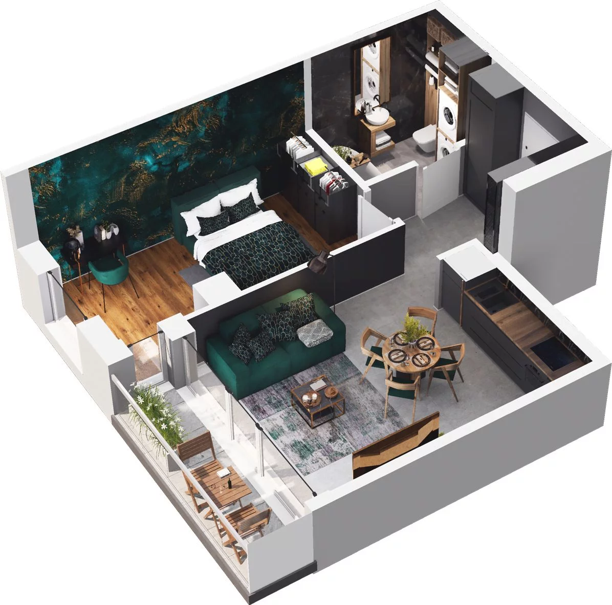 2 pokoje, mieszkanie 43,24 m², piętro 10, oferta nr CP/R7/107, Centralpark, Gdańsk, Piecki-Migowo, Morena, ul. Franciszka Rakoczego