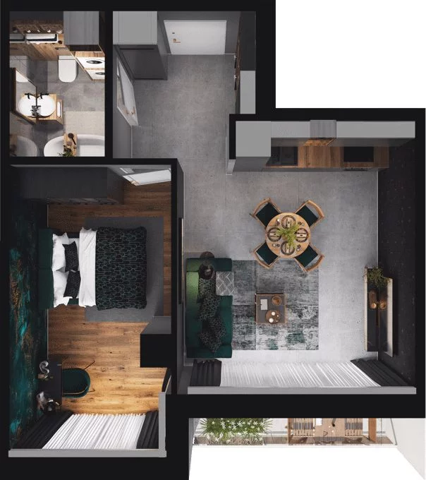 2 pokoje, mieszkanie 43,24 m², piętro 10, oferta nr CP/R7/107, Centralpark, Gdańsk, Piecki-Migowo, Morena, ul. Franciszka Rakoczego