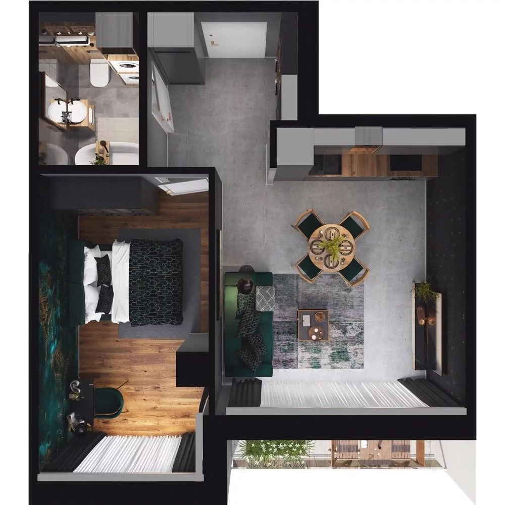 2 pokoje, mieszkanie 43,24 m², piętro 10, oferta nr CP/R7/107, Centralpark, Gdańsk, Piecki-Migowo, Morena, ul. Franciszka Rakoczego