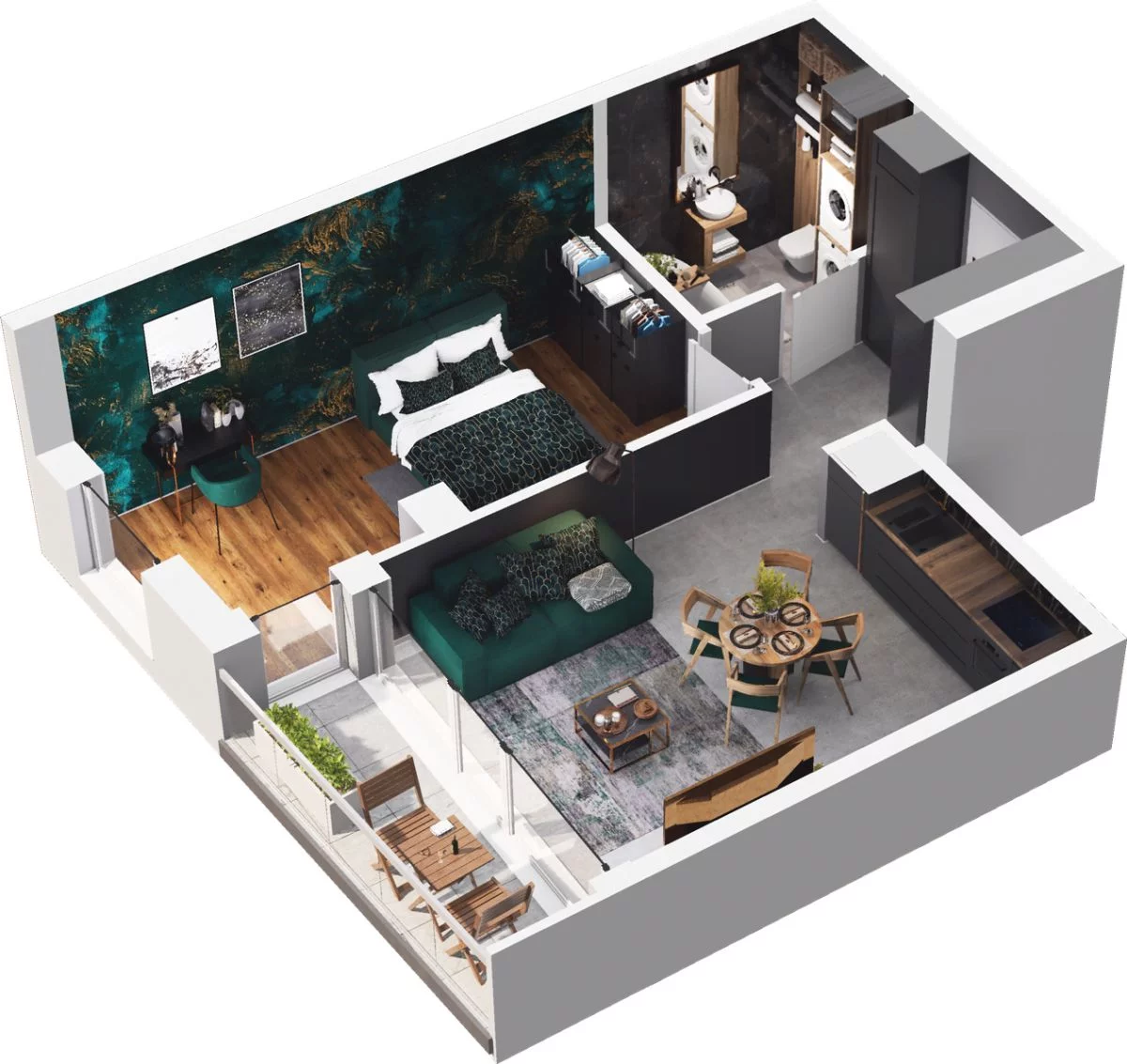 2 pokoje, mieszkanie 44,44 m², piętro 18, oferta nr CP/R7/187, Centralpark, Gdańsk, Piecki-Migowo, Morena, ul. Franciszka Rakoczego