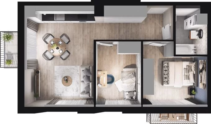 2 pokoje, mieszkanie 43,77 m², parter, oferta nr W/1/2, Welocity Wiczlino, Gdynia, Chwarzno-Wiczlino, ul. Jana Kazimierza