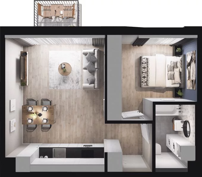 2 pokoje, mieszkanie 43,77 m², piętro 1, oferta nr W/1/5, Welocity Wiczlino, Gdynia, Chwarzno-Wiczlino, ul. Jana Kazimierza