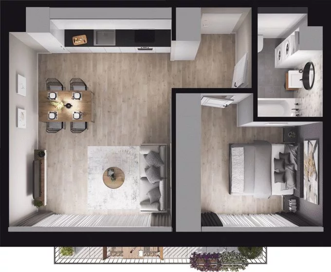 2 pokoje, mieszkanie 43,99 m², piętro 1, oferta nr W/1/8, Welocity Wiczlino, Gdynia, Chwarzno-Wiczlino, ul. Jana Kazimierza