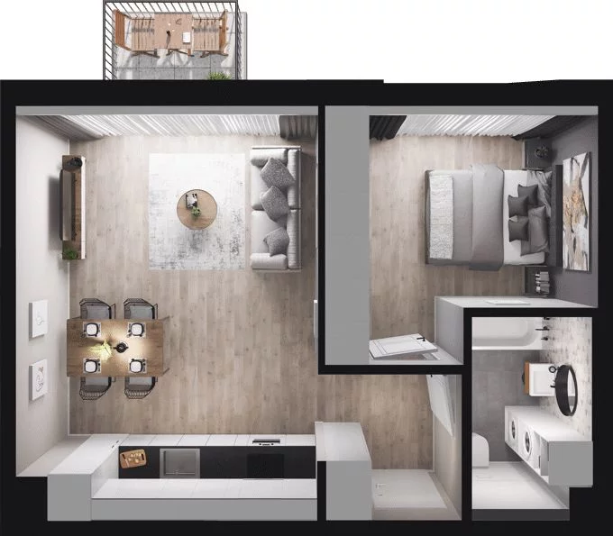 2 pokoje, mieszkanie 43,77 m², piętro 2, oferta nr W/1/14, Welocity Wiczlino, Gdynia, Chwarzno-Wiczlino, ul. Jana Kazimierza