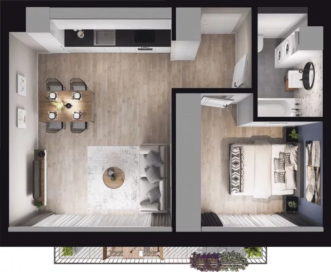 2 pokoje, mieszkanie 43,99 m², piętro 2, oferta nr W/1/17, Welocity Wiczlino, Gdynia, Chwarzno-Wiczlino, ul. Jana Kazimierza