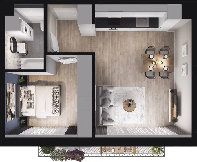 2 pokoje, mieszkanie 43,99 m², piętro 3, oferta nr W/1/24, Welocity Wiczlino, Gdynia, Chwarzno-Wiczlino, ul. Jana Kazimierza