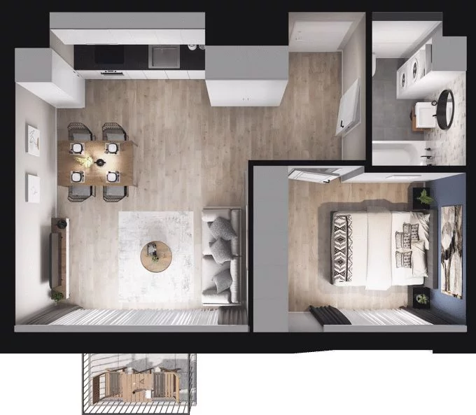 2 pokoje, mieszkanie 43,10 m², piętro 2, oferta nr W/2/26, Welocity Wiczlino, Gdynia, Chwarzno-Wiczlino, ul. Jana Kazimierza