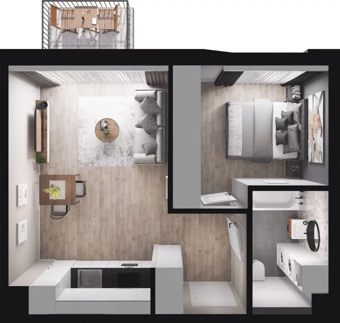 2 pokoje, mieszkanie 44,06 m², piętro 3, oferta nr W/2/35, Welocity Wiczlino, Gdynia, Chwarzno-Wiczlino, ul. Jana Kazimierza