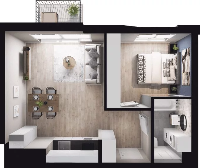 2 pokoje, mieszkanie 42,75 m², piętro 2, oferta nr W/3/39, Welocity Wiczlino, Gdynia, Chwarzno-Wiczlino, ul. Jana Kazimierza