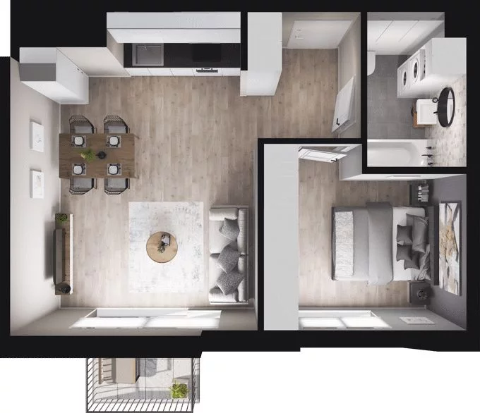 2 pokoje, mieszkanie 43,34 m², piętro 2, oferta nr W/3/44, Welocity Wiczlino, Gdynia, Chwarzno-Wiczlino, ul. Jana Kazimierza