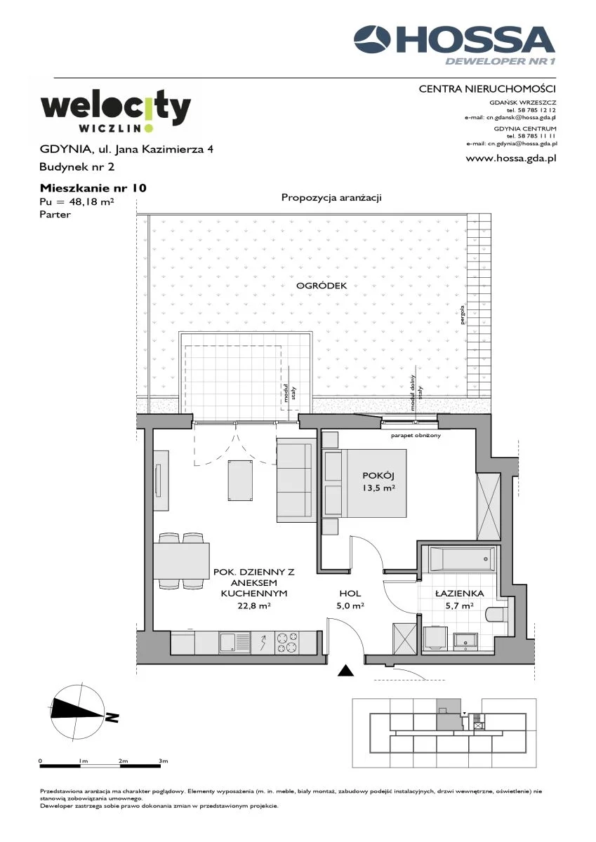 Mieszkanie 48,18 m², parter, oferta nr W/2/10, Welocity Wiczlino, Gdynia, Chwarzno-Wiczlino, ul. Jana Kazimierza