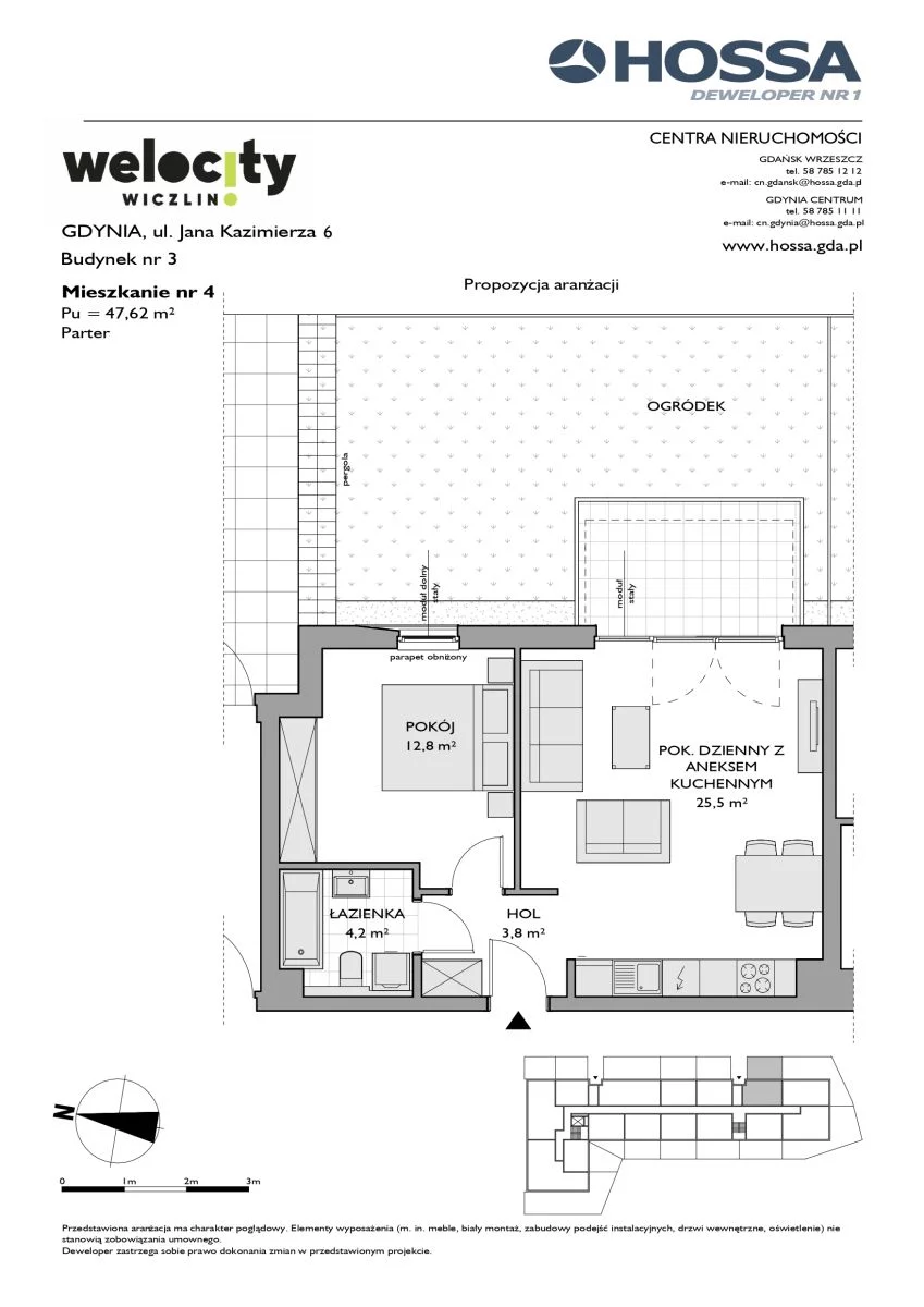 2 pokoje, mieszkanie 47,62 m², parter, oferta nr W/3/4, Welocity Wiczlino, Gdynia, Chwarzno-Wiczlino, ul. Jana Kazimierza