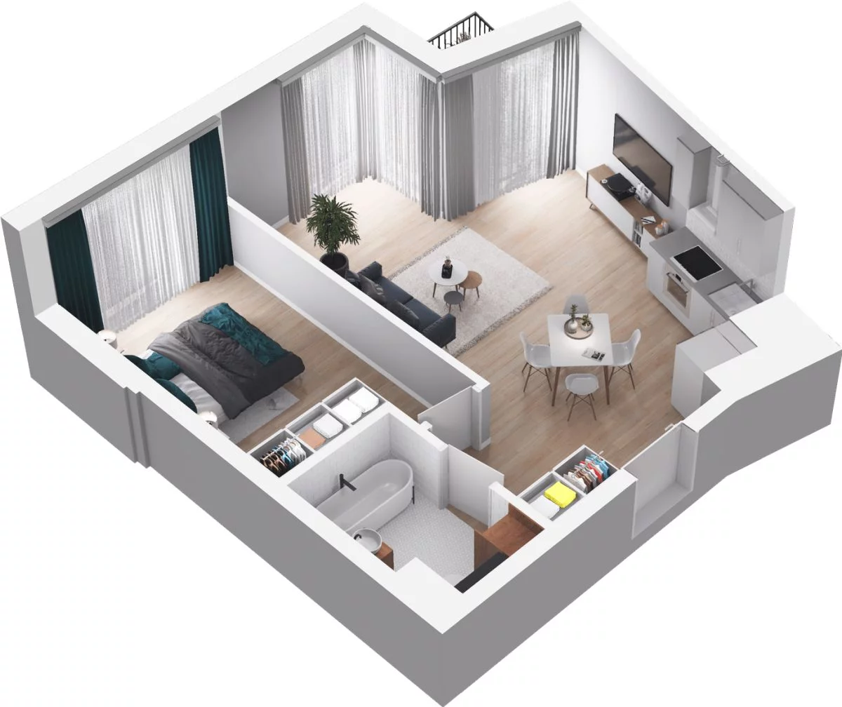 2 pokoje, mieszkanie 45,78 m², piętro 1, oferta nr WO/O18/10, Wiszące Ogrody, Gdańsk, Jasień, Kiełpinek, ul. Przytulna
