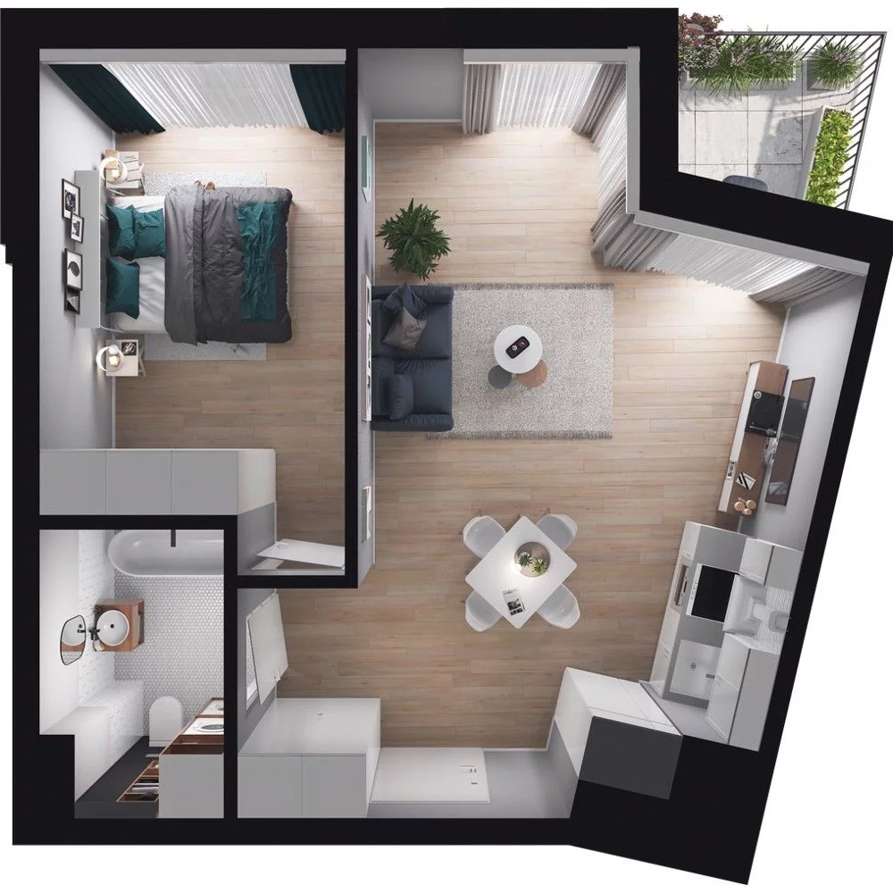 2 pokoje, mieszkanie 45,78 m², piętro 1, oferta nr WO/O18/10, Wiszące Ogrody, Gdańsk, Jasień, Kiełpinek, ul. Przytulna