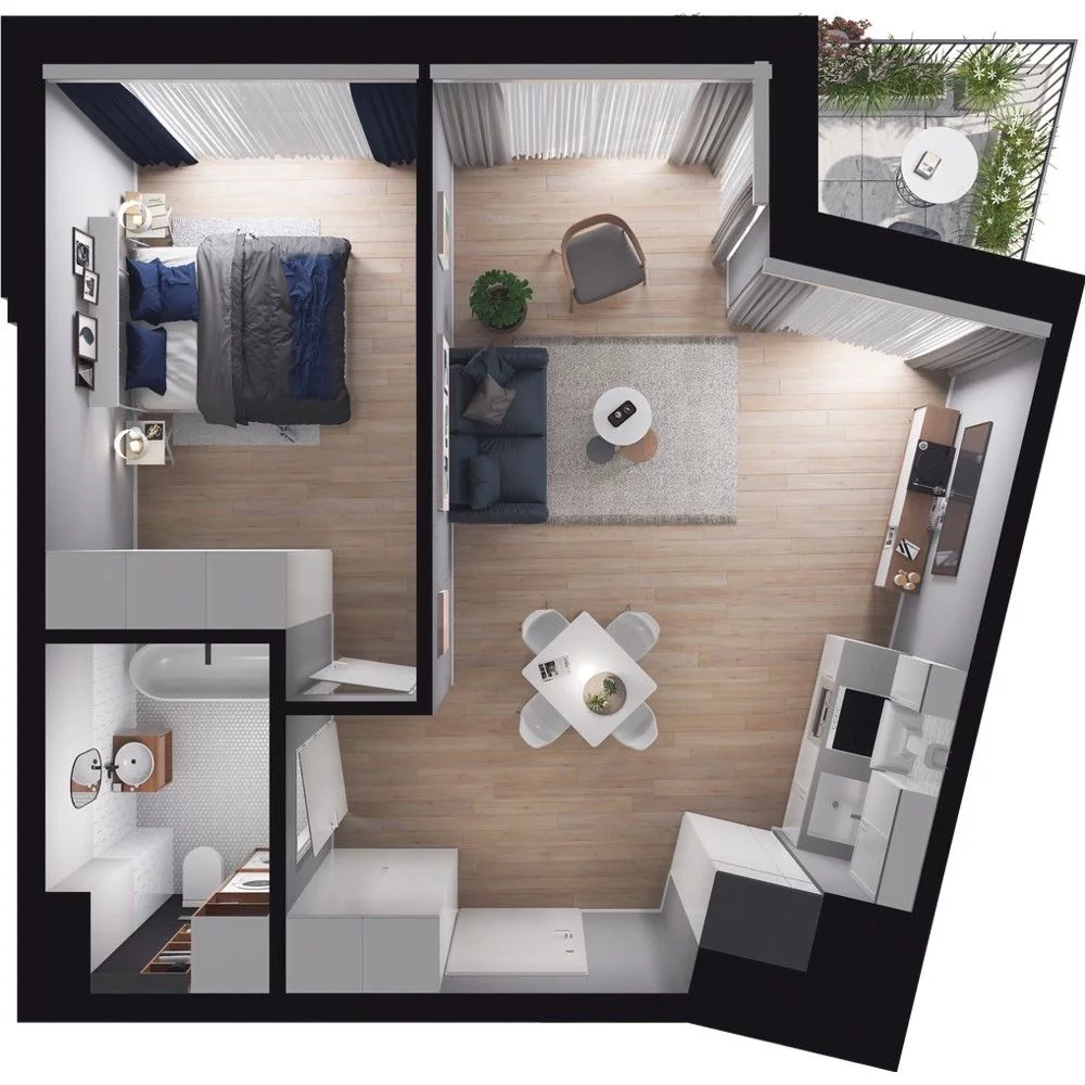 2 pokoje, mieszkanie 45,78 m², piętro 3, oferta nr WO/O18/30, Wiszące Ogrody, Gdańsk, Jasień, Kiełpinek, ul. Przytulna